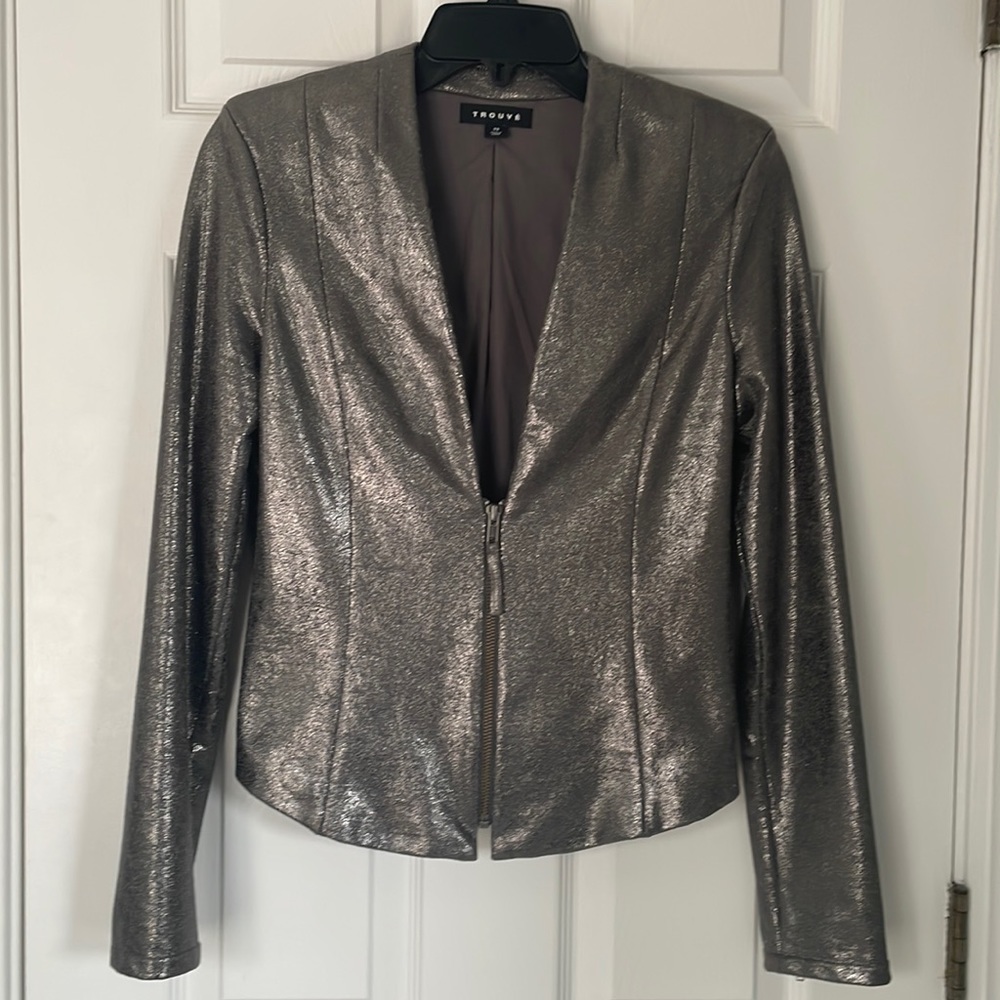 Trouve Silver Metallic Jacket Size XS